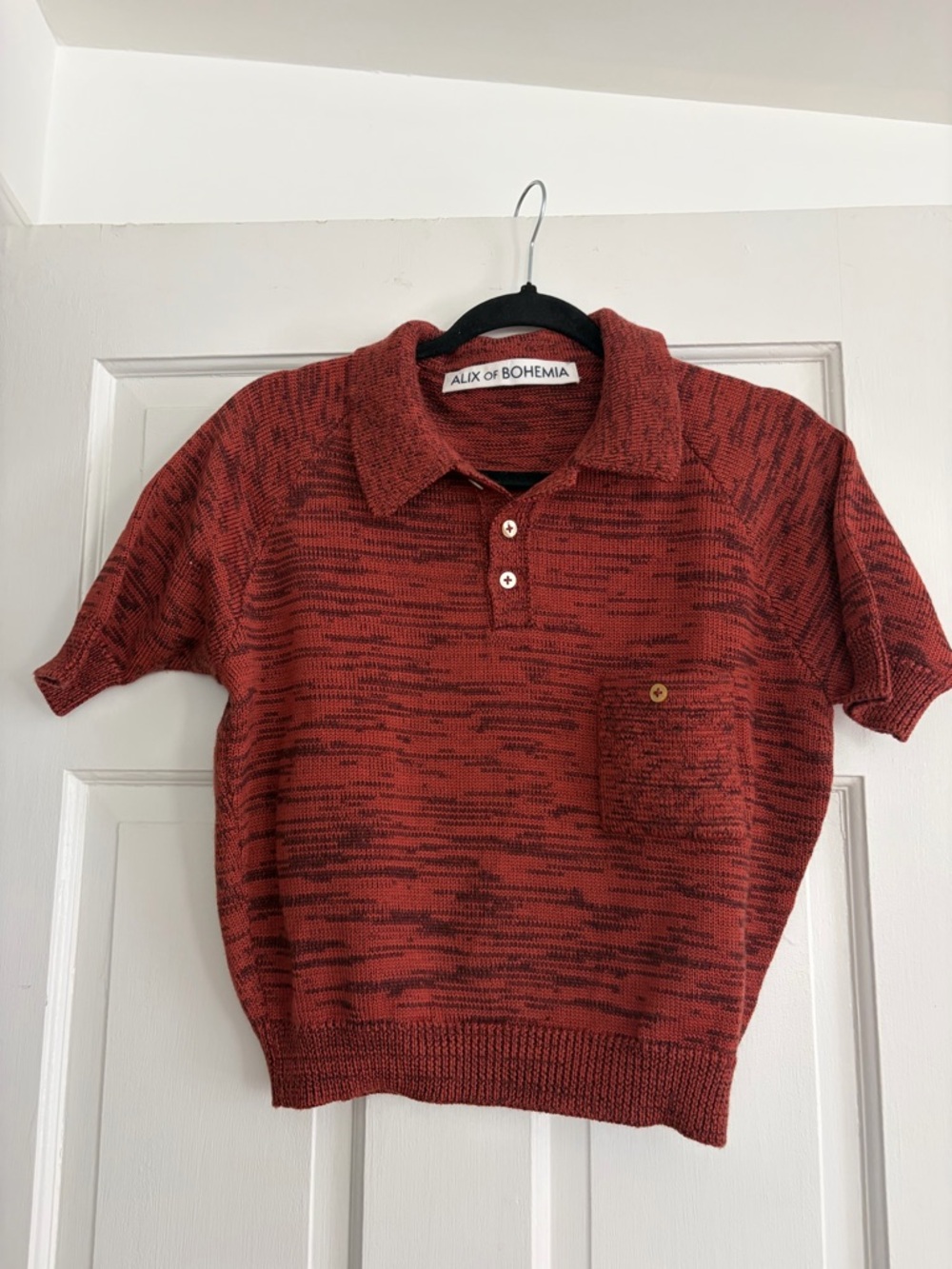 Alix of‎ Bohemia Red Marled Knit Polo sz S